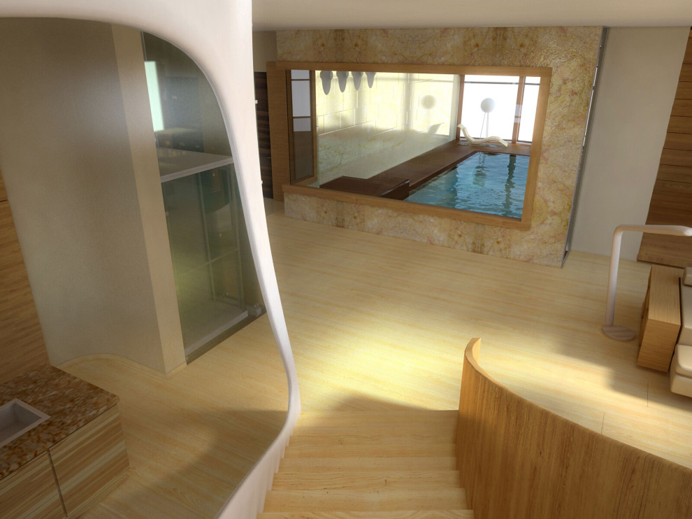 House in a pine forest - the 3D view