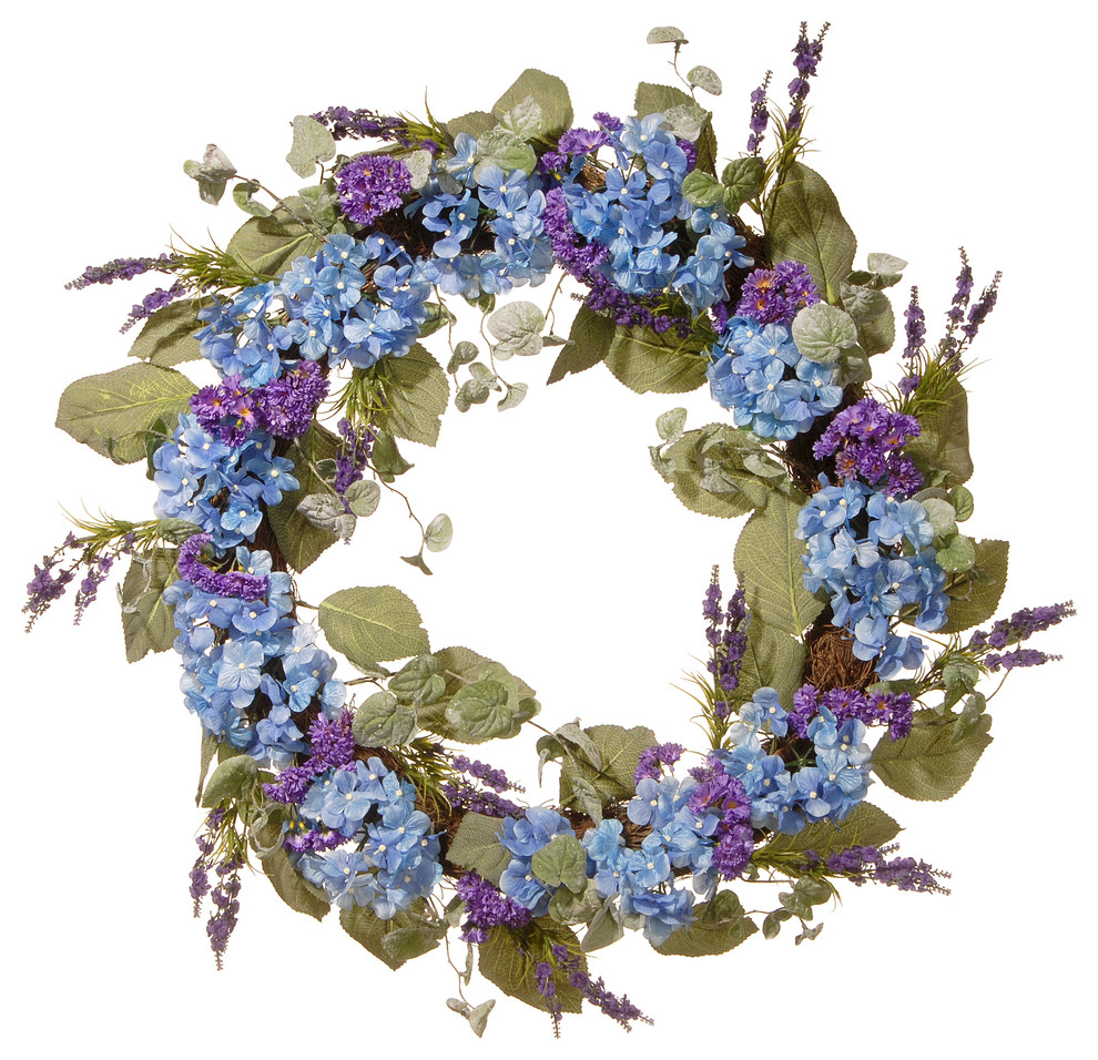 Summer Bounty Floral Wreath Lavender Hydrangea Orchid Artichoke Wreath All Season Decor