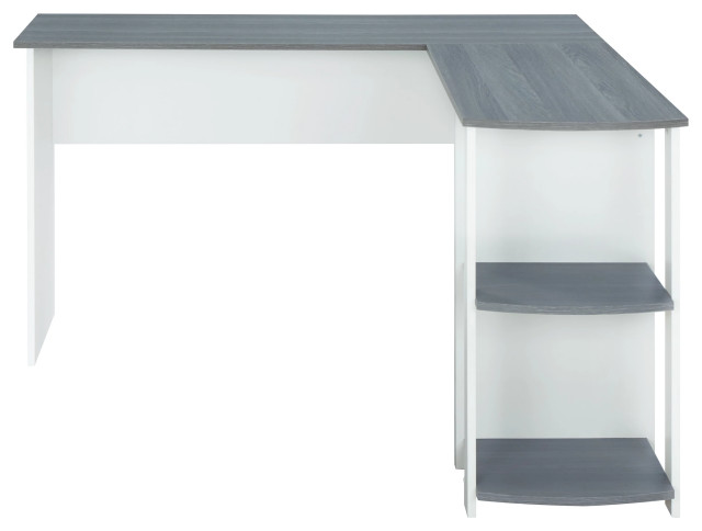 Techni Mobili Modern L-Shaped Desk With Side Shelves, Gray ...