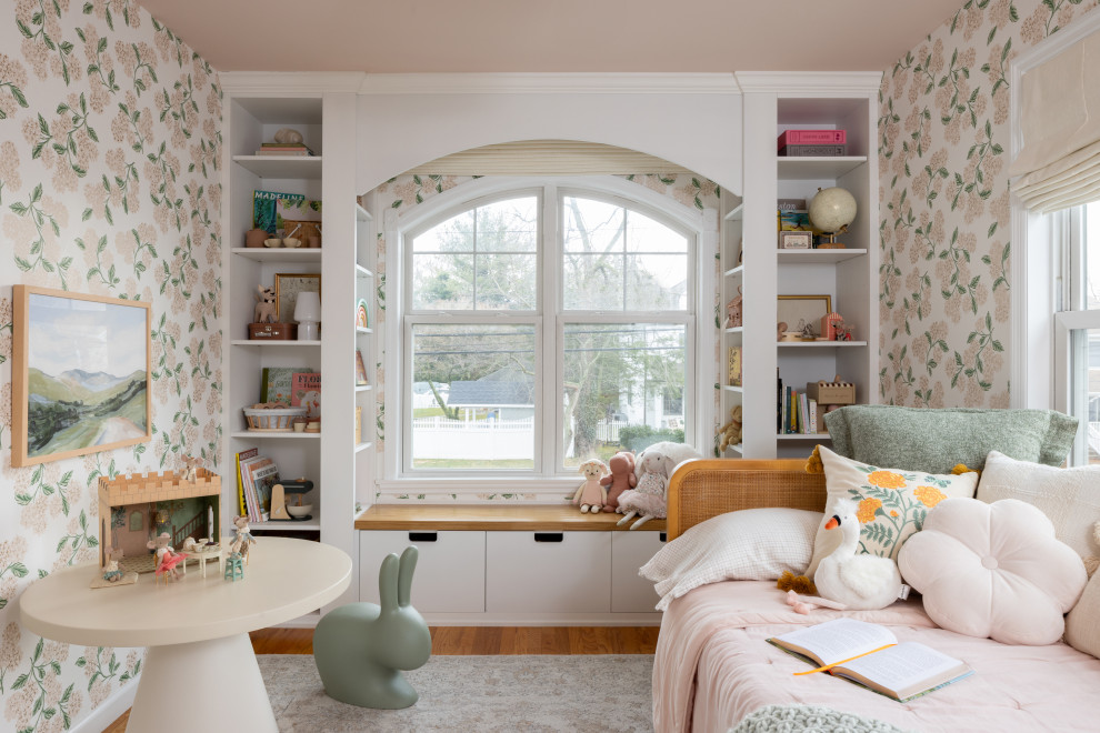 Playful Garden Bedroom - Bedroom girl wallpaper kids' bedroom photo in New York