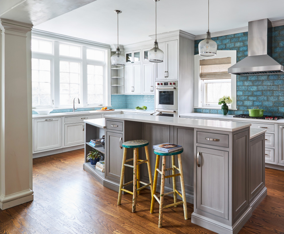 Example of a transitional kitchen design in Chicago