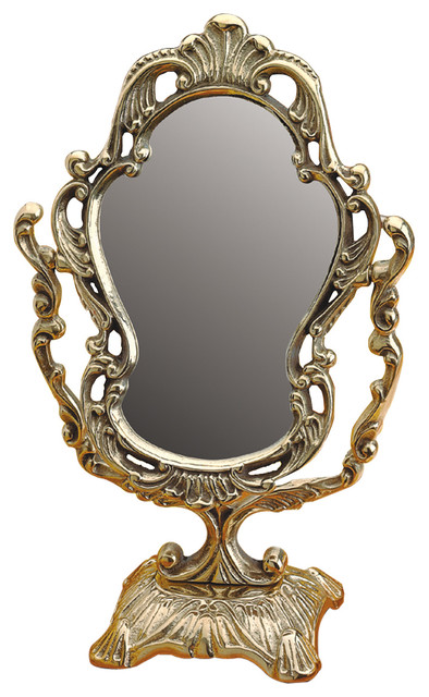 Antique Gold Cast Iron Vintage, Old Fashioned Vanity Mirror