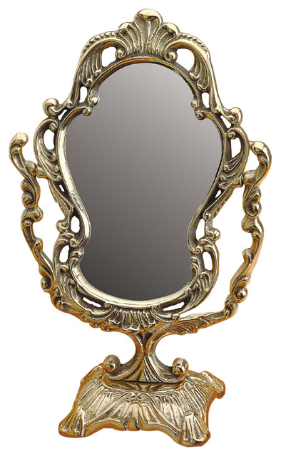 Antique Cast Brass Vanity Mirror Table Make Up Traditional Antique Cast Brass Vanity Mirror Table Make Up