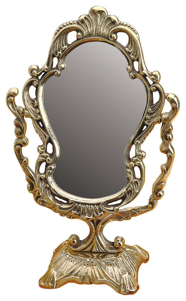 Antique Cast Brass Vanity Mirror Table Make Up Victorian Antique Cast Brass Vanity Mirror Table