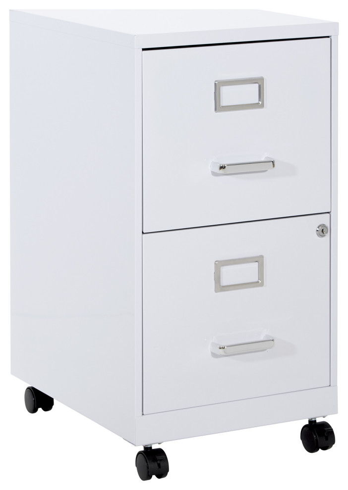 2 Drawer Mobile Locking Metal File Cabinet, White