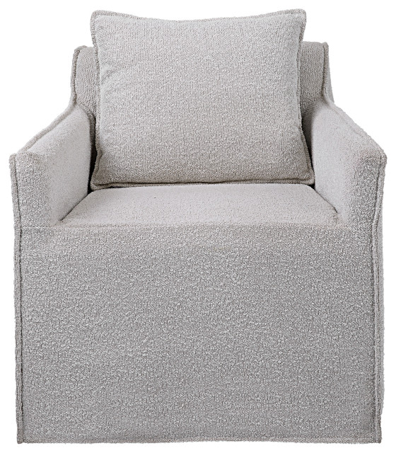 Uttermost Welland Gray Swivel Chair, 40 Hx48 Wx40 D Transitional