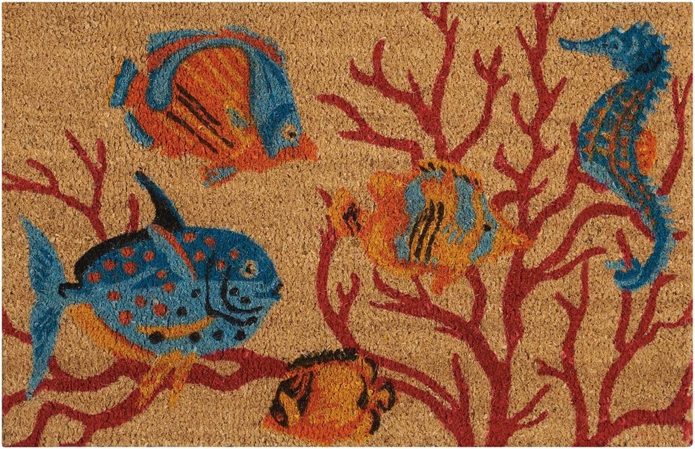 Waverly Greetings "Swimming Fish" Beige Doormat 1'6"x2'4", 2' x 3
