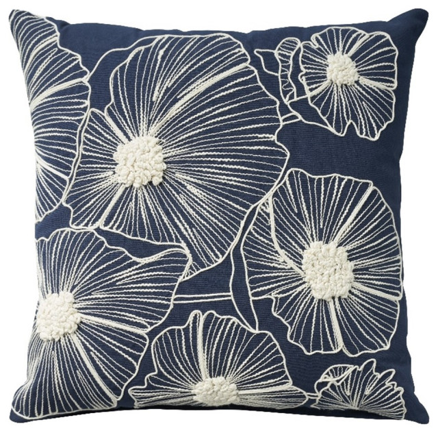 Life Styles Pillow Covers AZ358 Navy 20" x 20" Contemporary