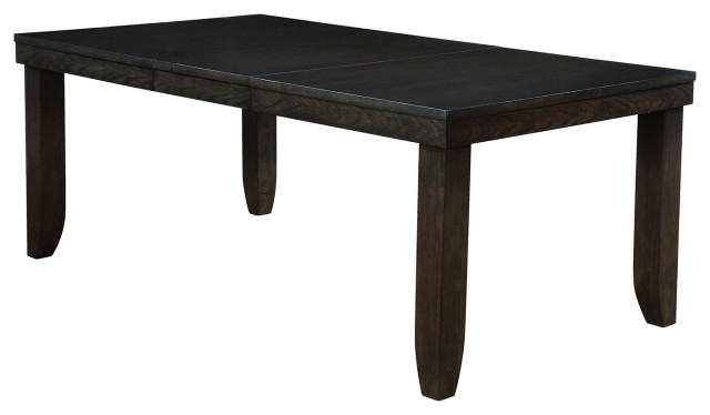 Benzara Wooden Rectangular Dining Table With 18" Leaf, Dark Walnut ...