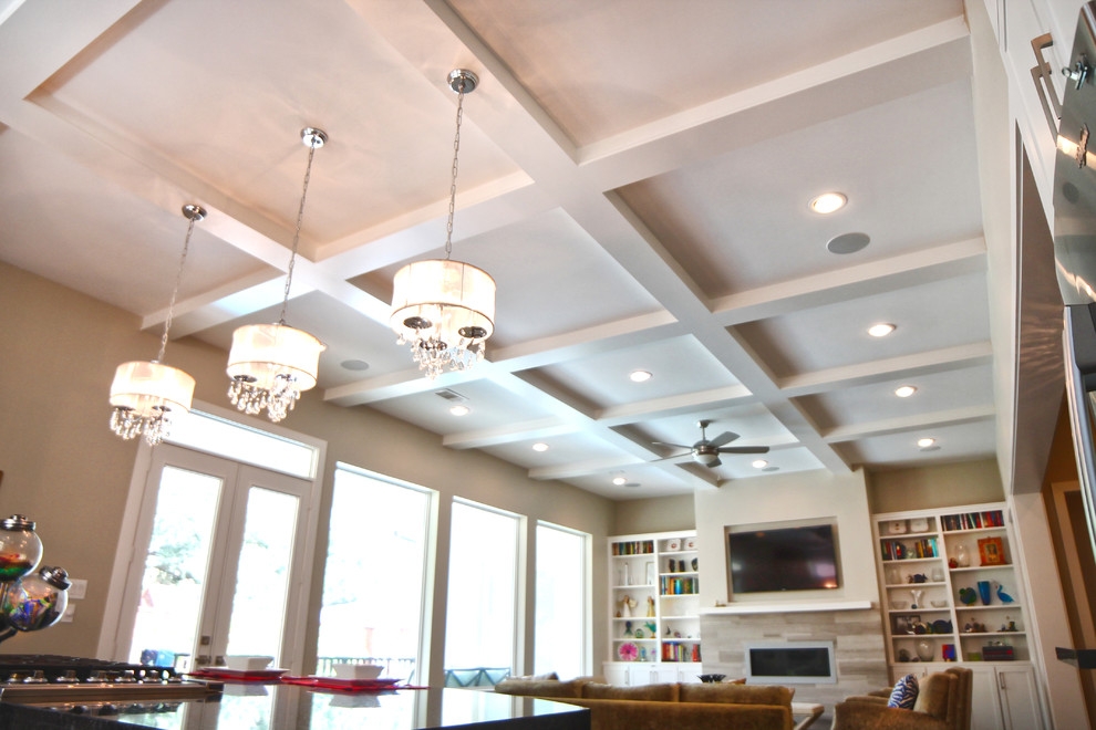 Example of a transitional home design design in Houston