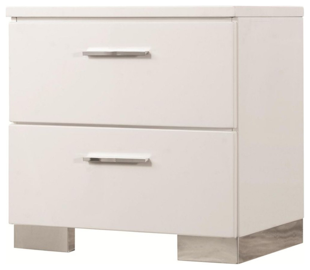2 Drawer Nightstand Glossy White Contemporary Nightstands And Bedside Tables By Simple Relax Inc