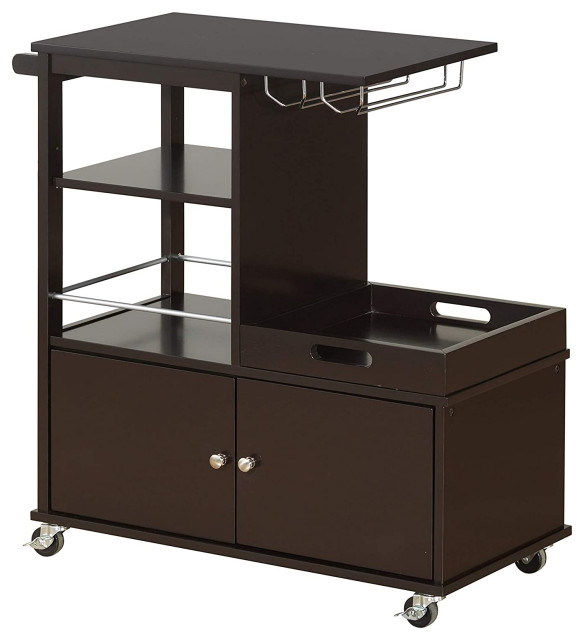 Kitchen Cart with Towel Rack,Wenge Transitional Kitchen Islands And