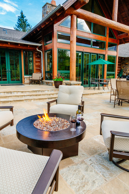 Gas fire pit with outdoor furniture - Traditional - Patio - Denver - by ...