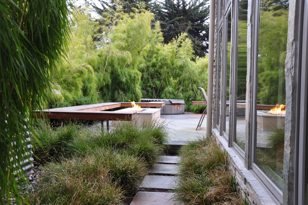 Inspiration for a contemporary patio in San Luis Obispo with a fire feature.