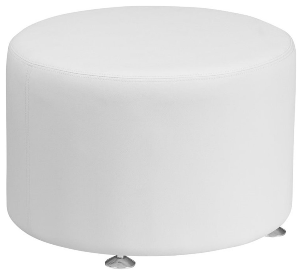 Flash Furniture Leather 24" Round Ottoman in White