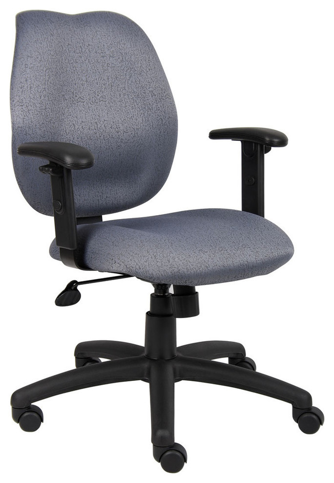 Gray Task Chair With Adjustable Arms