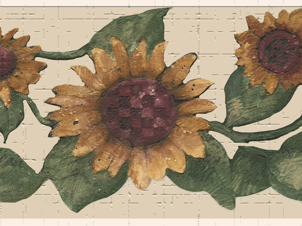 Sunflowers Peel and Stick Wallpaper Border 15'x7" Farmhouse