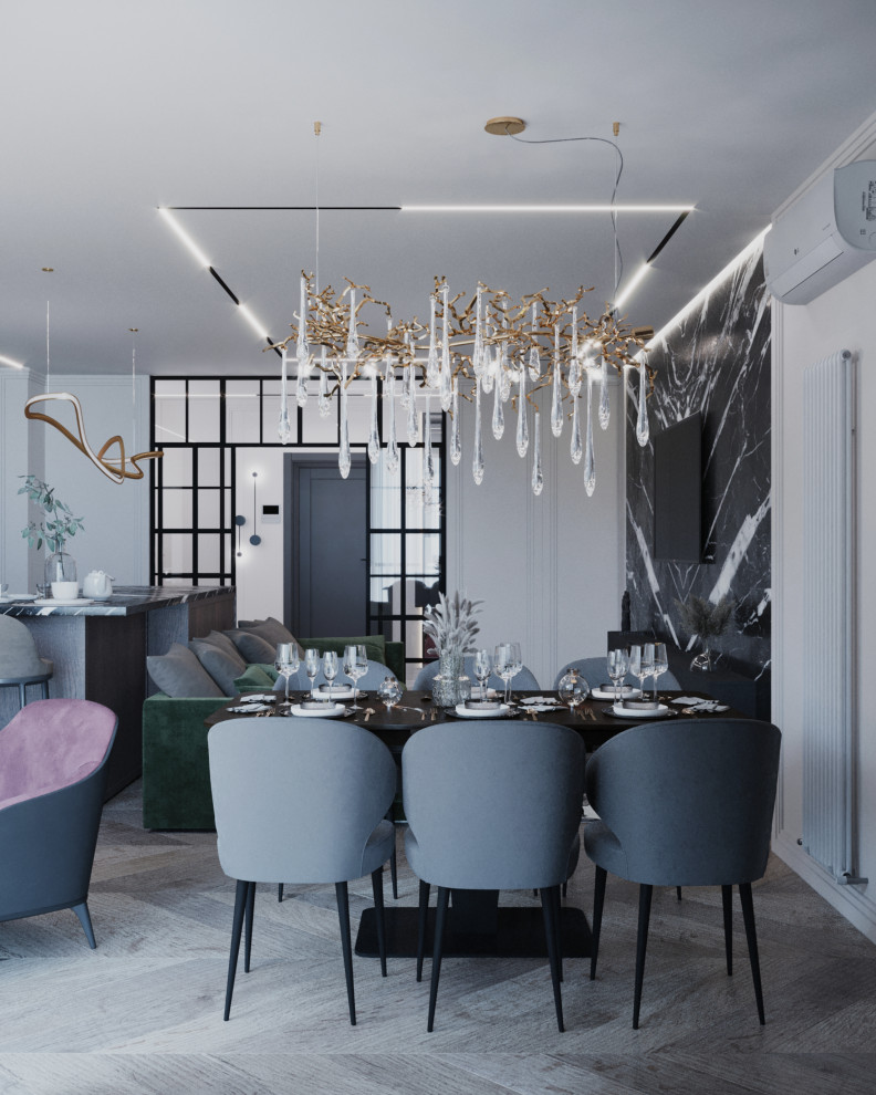 Кухня-гостиная+санузел в стиле Неоклассика