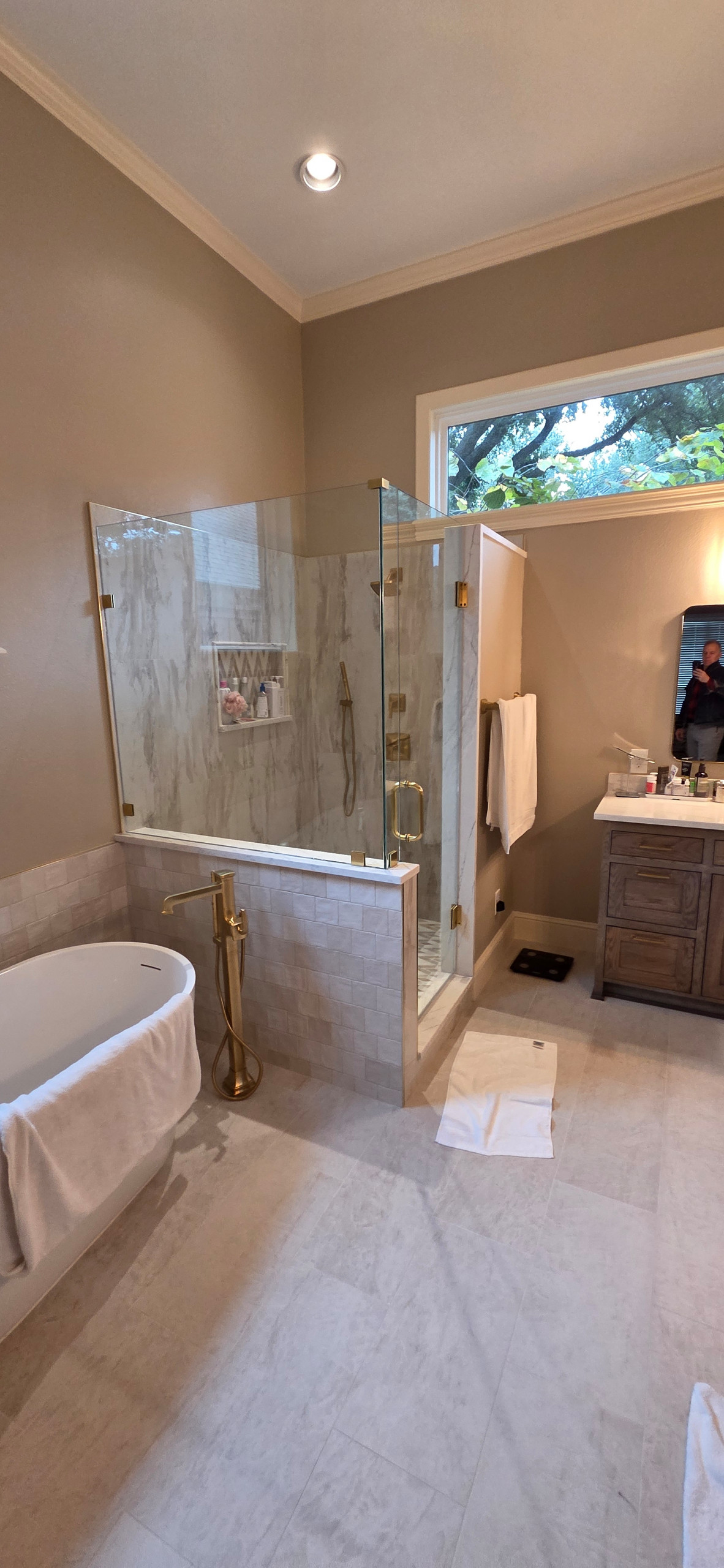 Lived in touches for the finished bathroom remodel in Plano