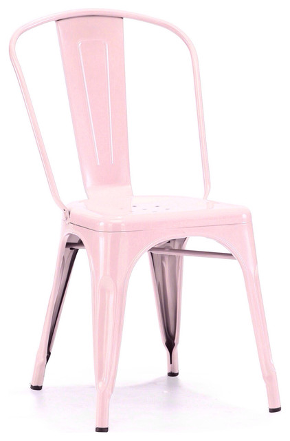 Amalfi Stackable Vintage Side Chair Set of 4, 17''x17''x33.5", Glossy Pastel Pin