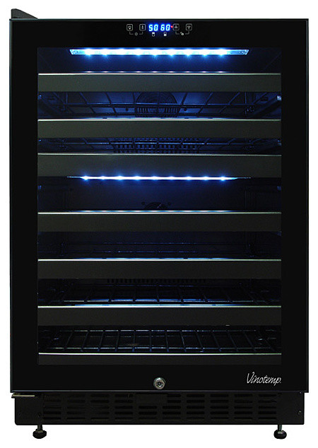 Vinotemp 46-Bottle Dual-Zone Wine Cooler, Opens to Left