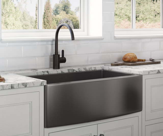 36 Inch Farmhouse Sink Gunmetal Black Matte Stainless Steel   Home Design 