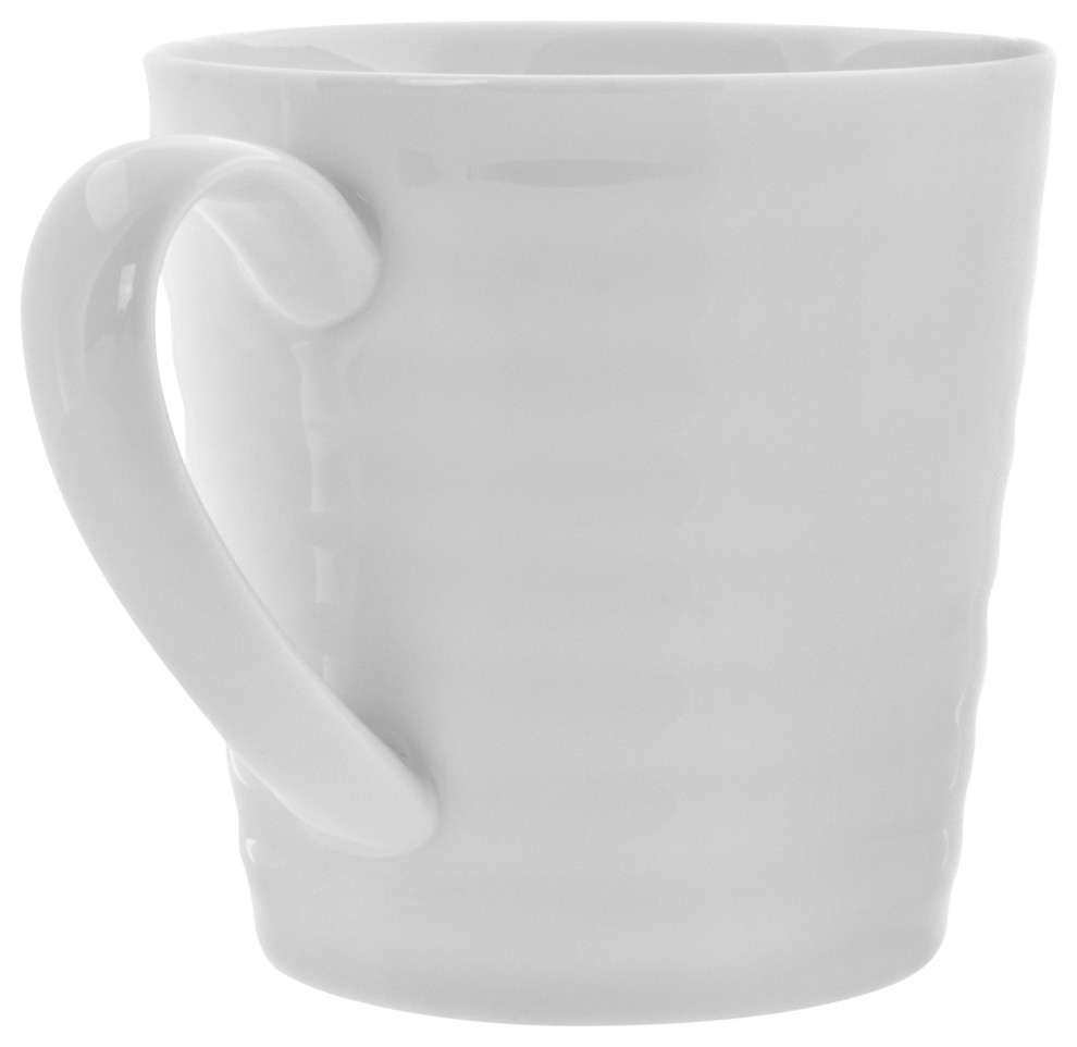 Swing White C-Handle Mugs, Set of 4