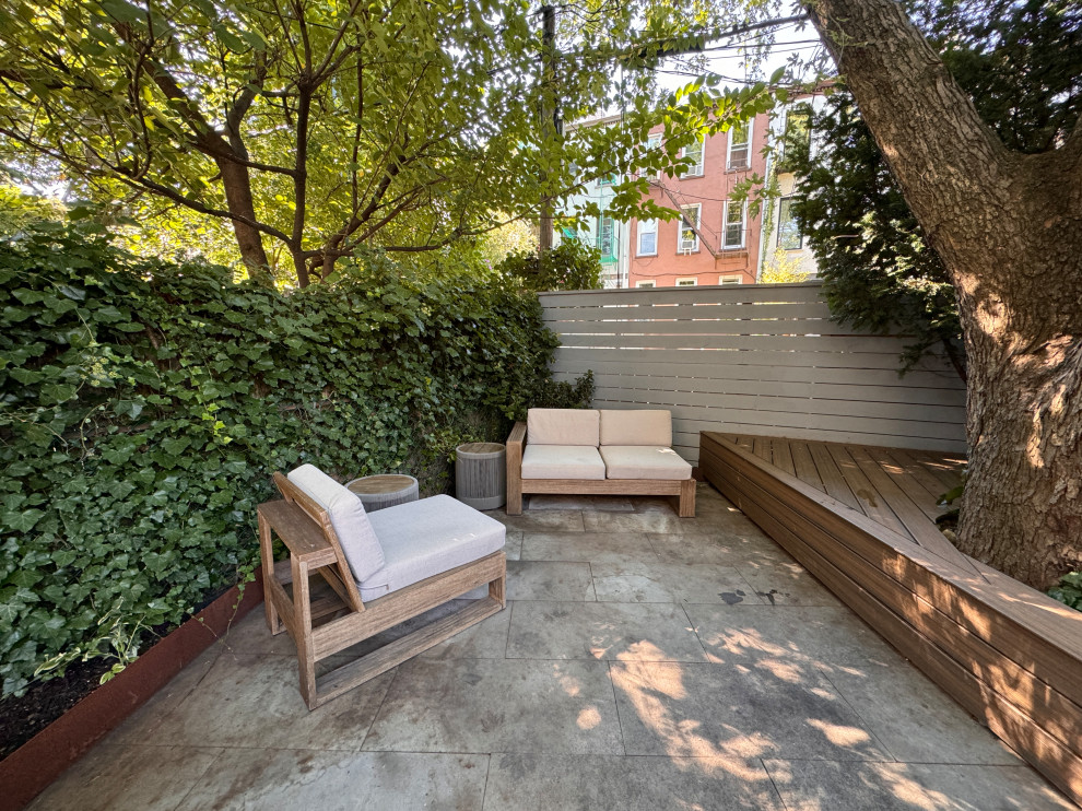 Park Slope backyard corten planters