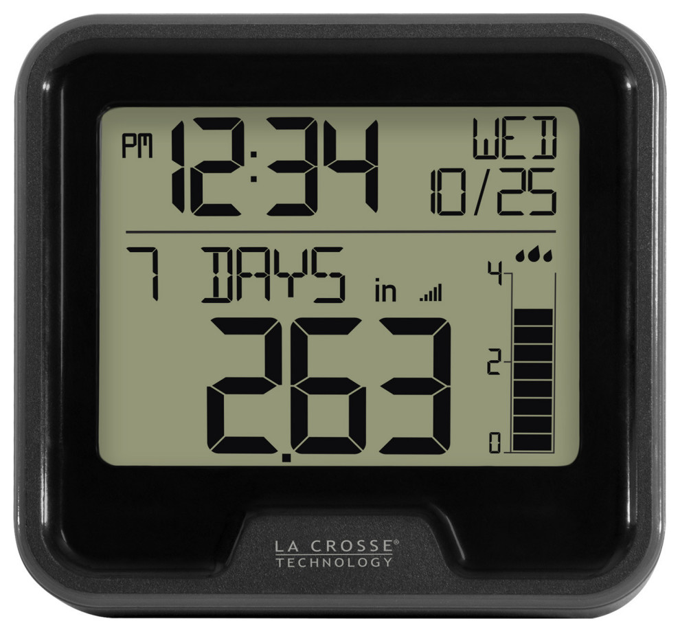 La Crosse 7241409 Digital Rain Gauge with Indoor Temperature, 32°F to 99°F Contemporary