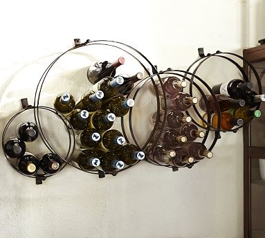 Sculptural Circles Wall-Mount Metal Wine Rack