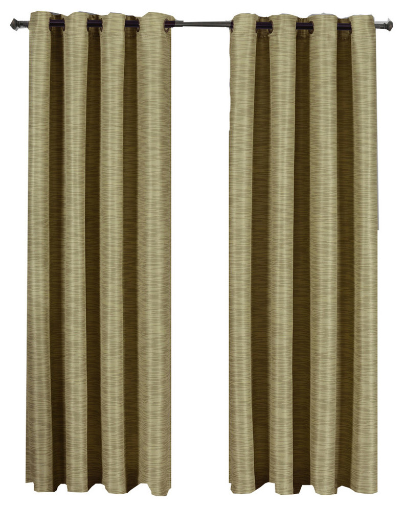 Galleria Blackout Thermal Insulated Stripe Curtain, Tan Beige, 108"x108", Set of