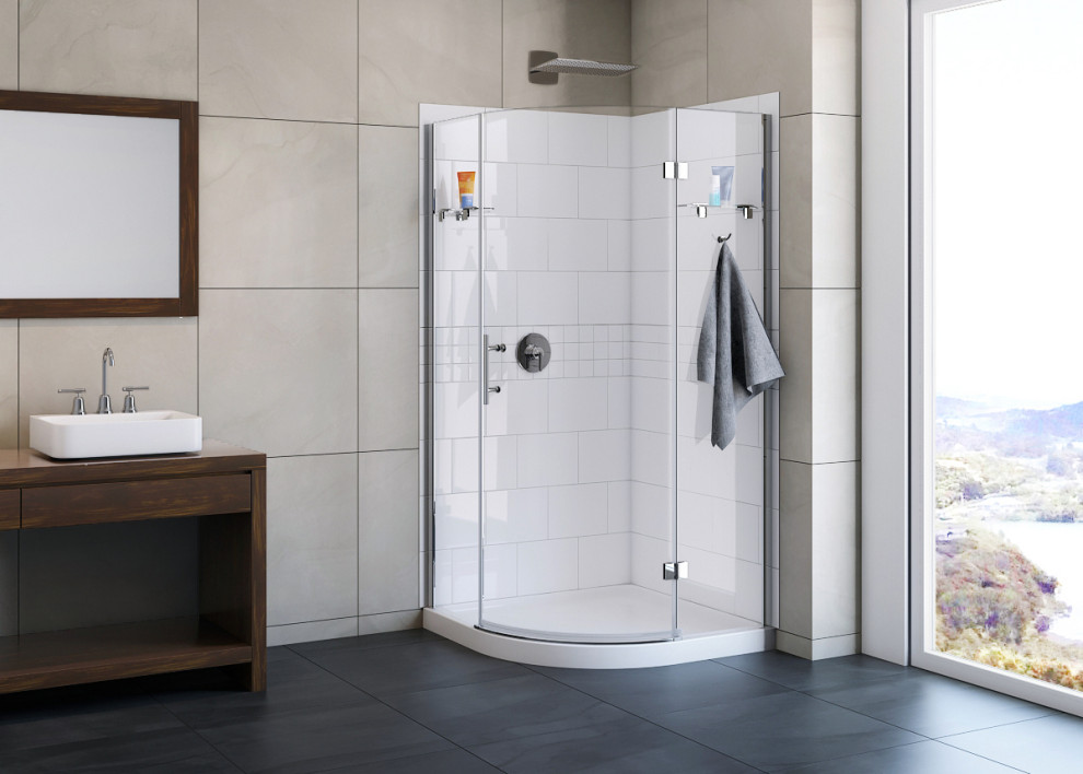 Risco 38" Neo Round Shower with tiled walls Shower Stalls And Kits