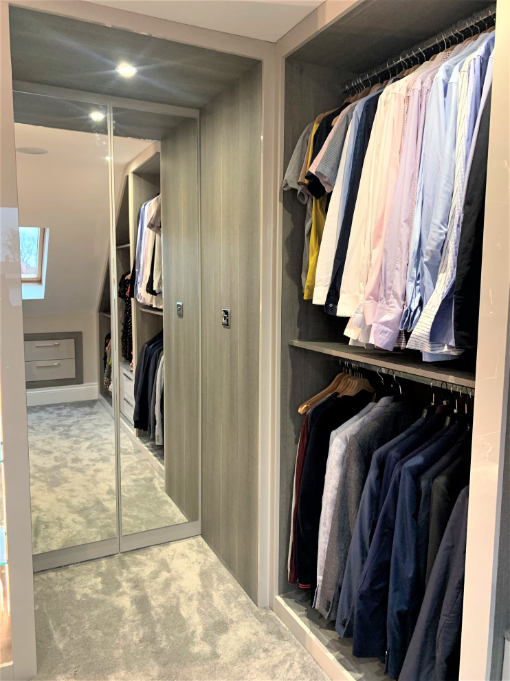 Medium sized contemporary wardrobe in Other with carpet and grey floors.