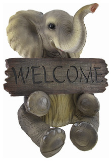 Adorable Pachy Princess Baby Elephant Welcome Sign Home Decor Adorable Pachy Princess Baby Elephant Welcome Sign Home Decor Traditional Outdoor By Zeckos