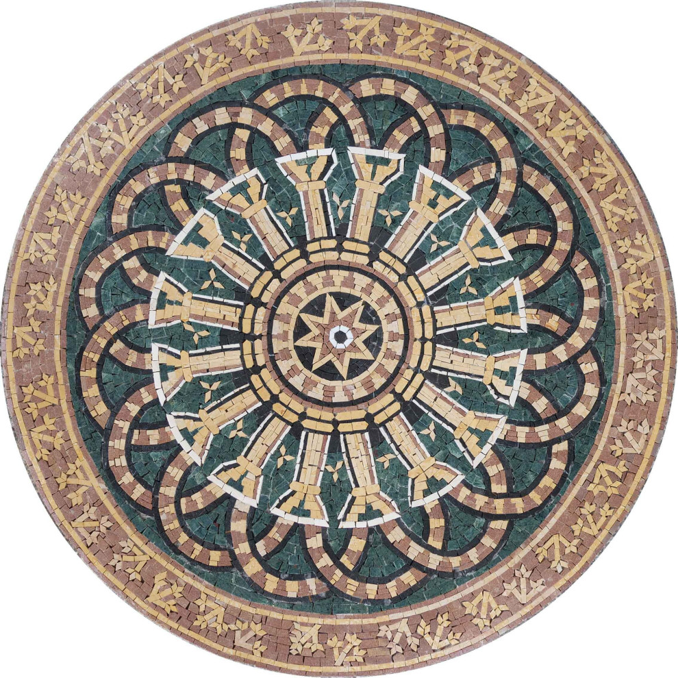 Stone Tile Mural Medallion Cala, 24" X 24" Traditional Tile