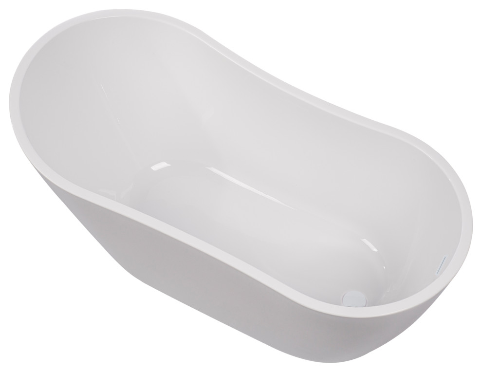 55" Freestanding Acrylic Bathtub, Pure White