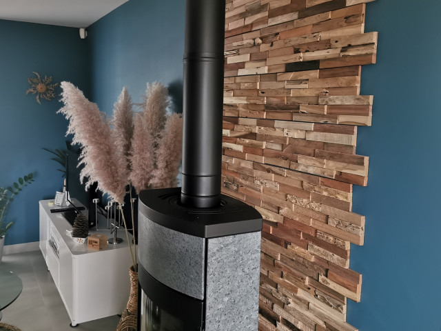 Salon Bleu Paon modern-vardagsrum