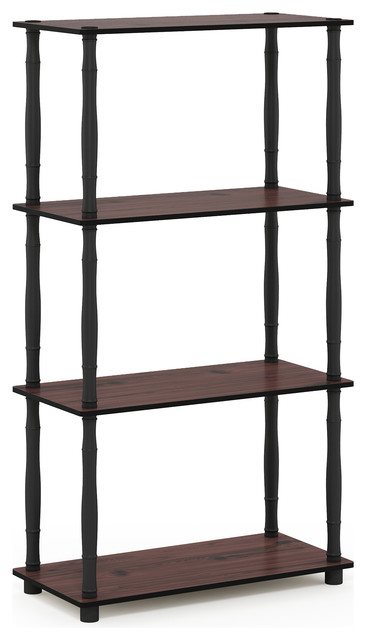 4-Tier Multipurpose Shelf Display Rack With Classic Tubes, Dark Cherry/Black