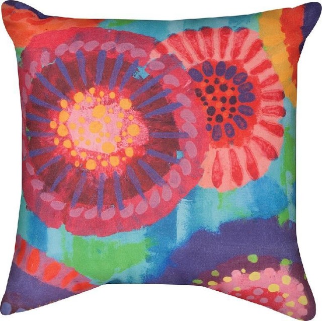 Brightly Colored Starburst Floral Print In/Outdoor Throw Pillow 18 ... Brightly Colored Starburst Floral Print In/Outdoor Throw Pillow 18 ...