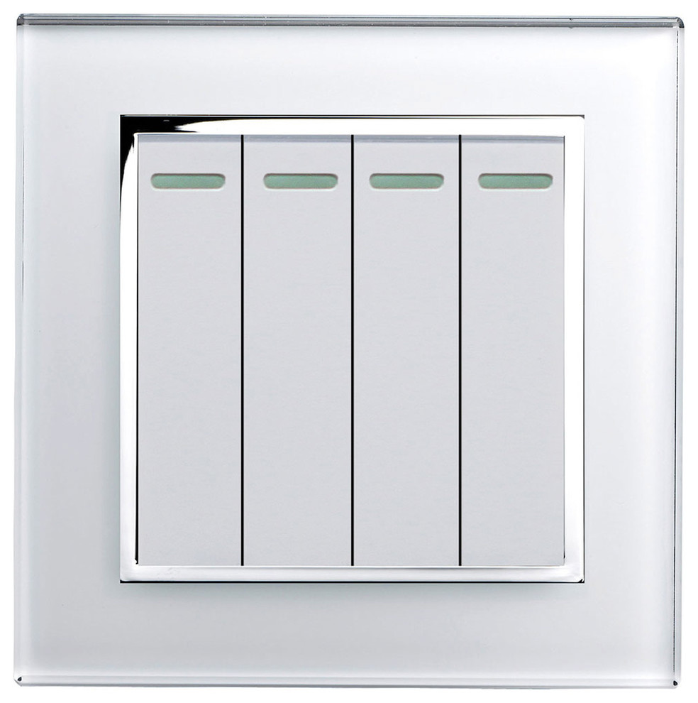 Retrotouch White Glass Light Switch (4 Gang)