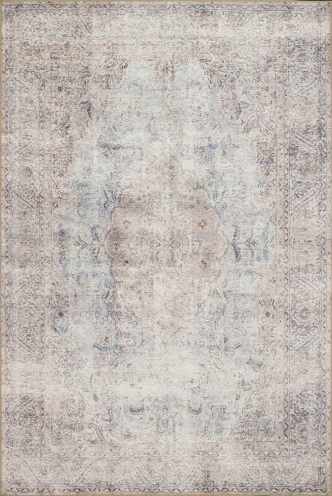 Silver Slate Loren LQ04 Printed Area Rug by Loloi, 5'x7'6" Traditional Area Rugs by