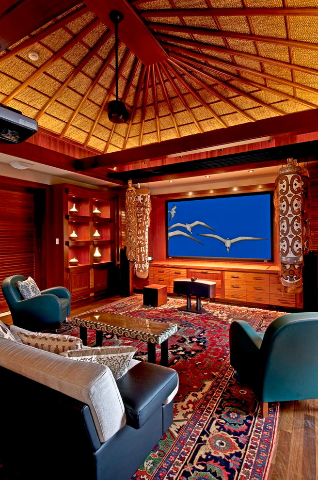 Photo of a tropical family room in Hawaii.
