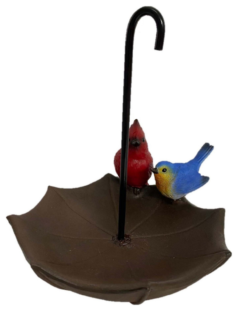 7" Umbrella Bird Bath Contemporary Garden Statues And Yard Art by Santa's Inc