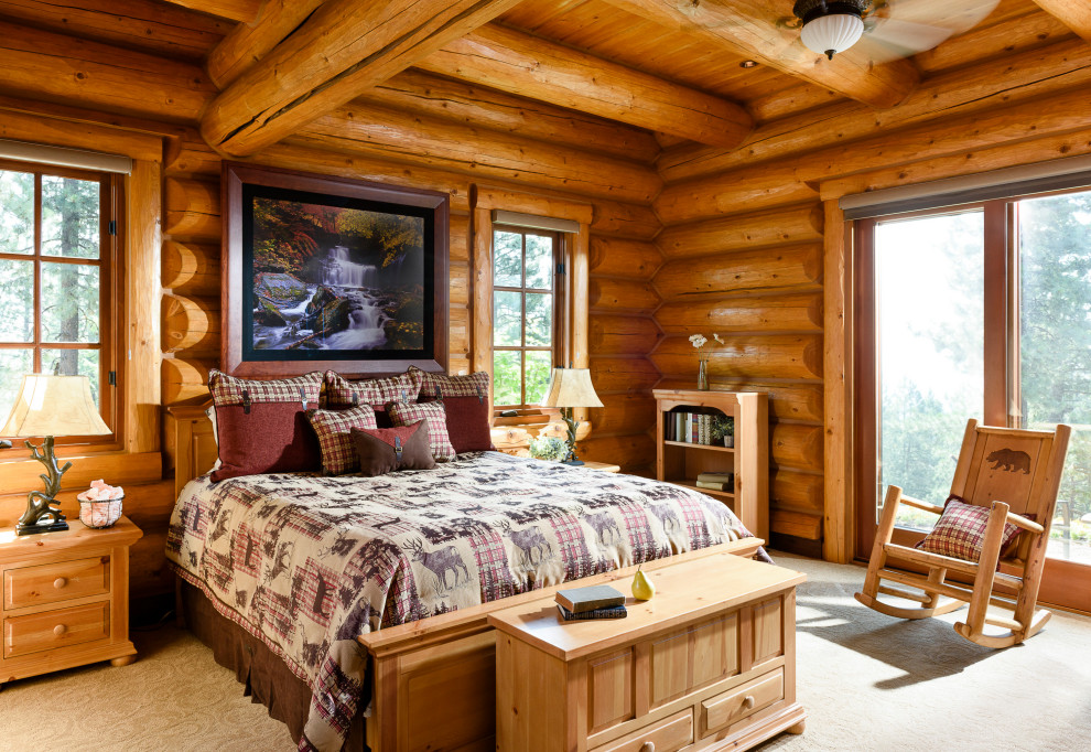Bedroom - huge rustic guest bedroom idea in Other