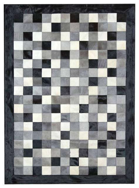 Patchwork Leather Cubed Cowhide Rug, Multi 4-Colour, 200x300 cm