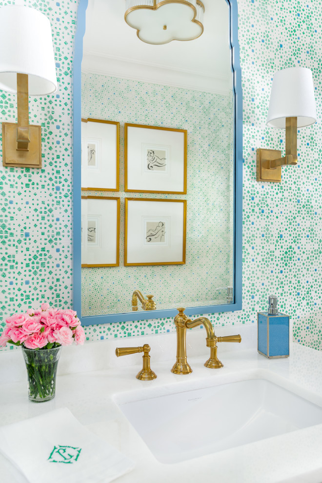 Inspiration for a transitional powder room in Dallas.