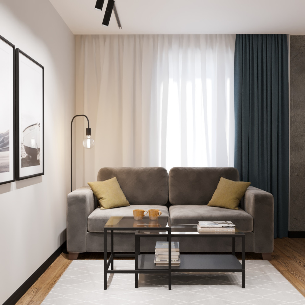 Визуализация проекта кухни-гостиной.