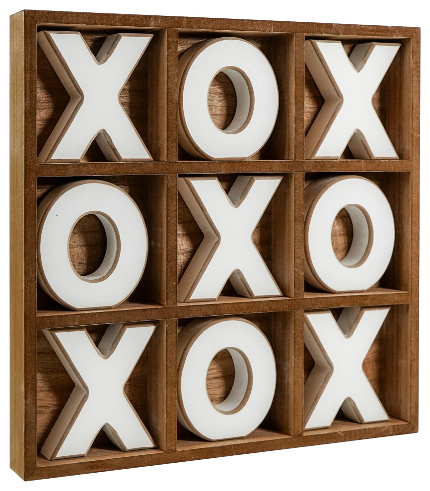 American Art Decor Wood Tic Tac Toe Game Board Tabletop Decor, 11.8"x11.8"  - Farmhouse - Board Games And Card Games - by American Art Decor, Inc. |  Houzz