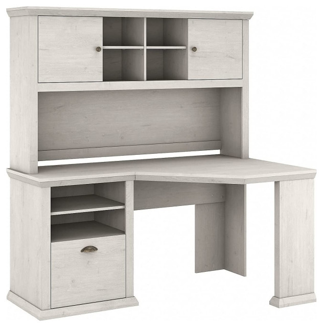 Corner Desk, Hutch With 2 Side and 4 Open Compartments