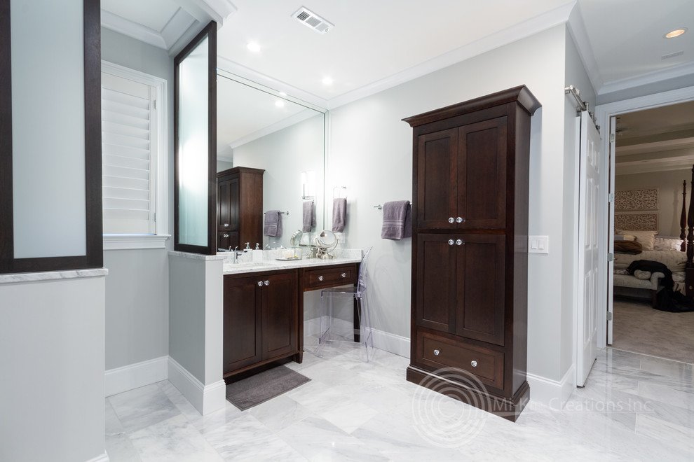 Marble and Walnut Bathroom